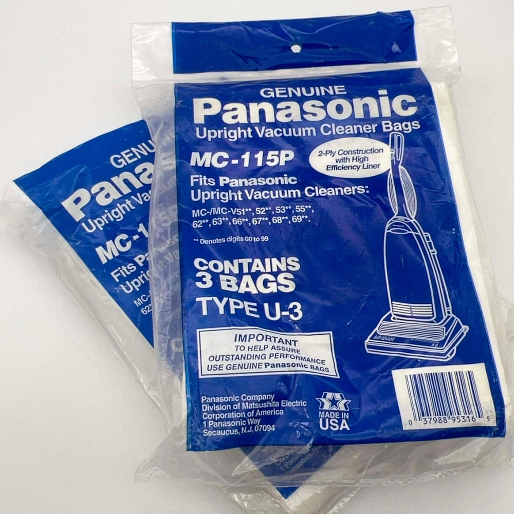 Panasonic‎ MC-115P Type U-3 Upright Vacuum cleaner Bags Genuine MC-V51-69 5 pack